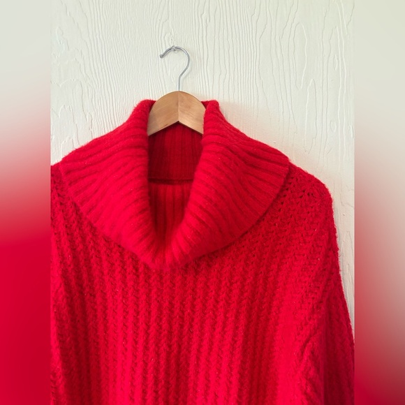 Maeve Knit Slouch Cowl Oversized Woven Crochet Turtleneck Sweater Pullover - Picture 6 of 10